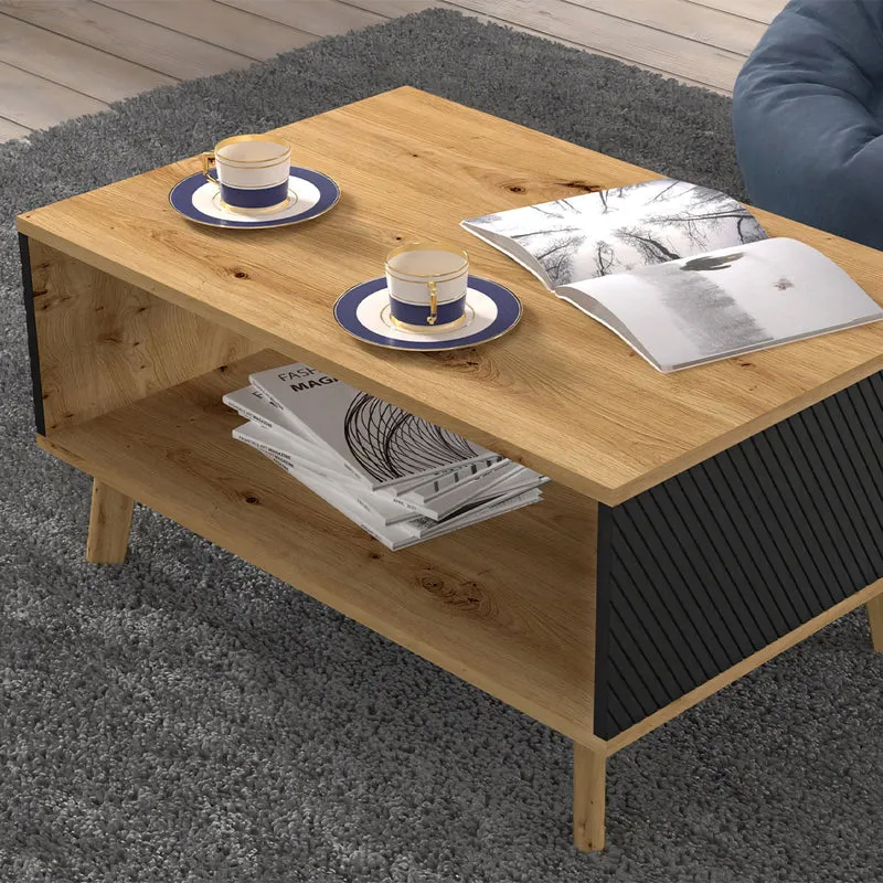 Table basse 90 cm Nexa Bois et Noir