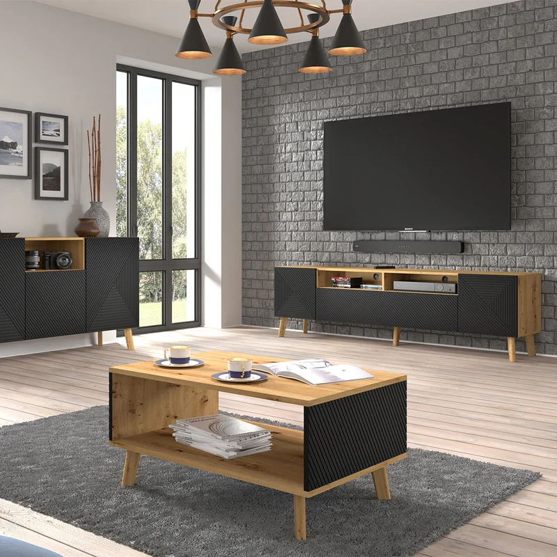 Table basse 90 cm Nexa Bois et Noir