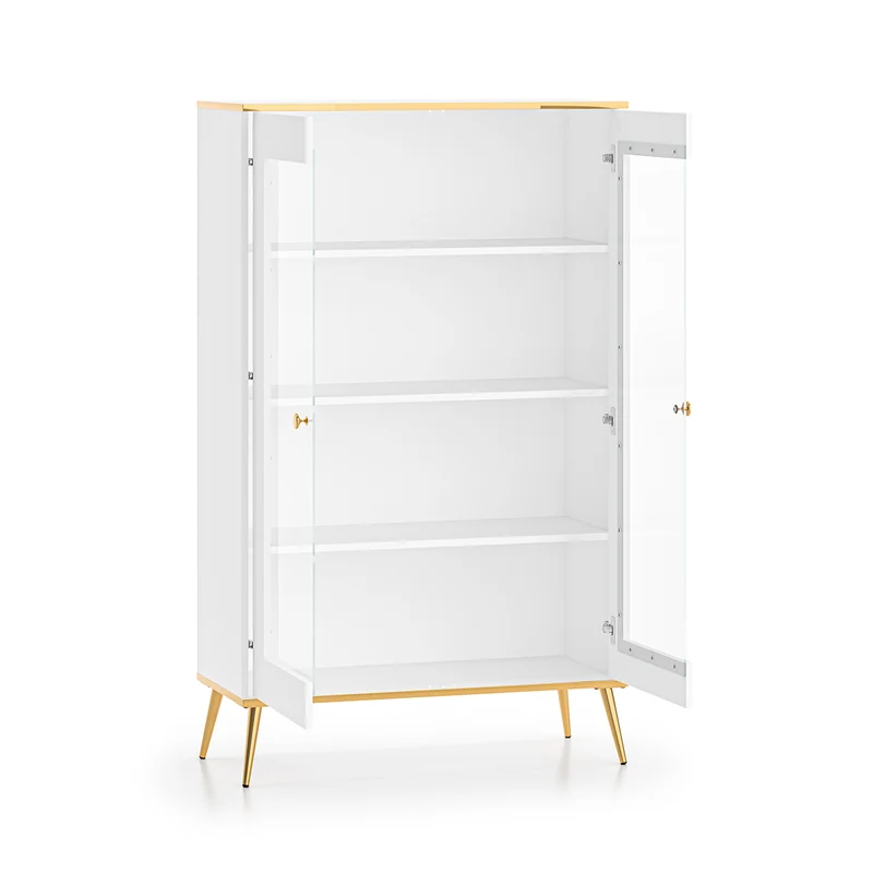 Vaisselier 2 portes Zora Blanc et Doré