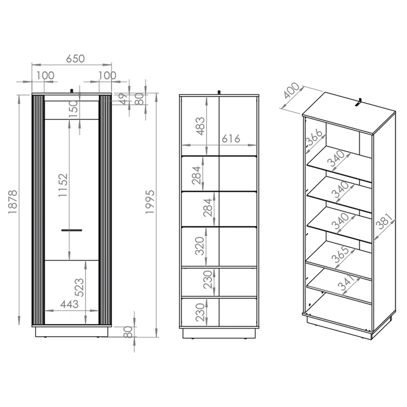 Vitrine 1 porte Solal Bois et Noir