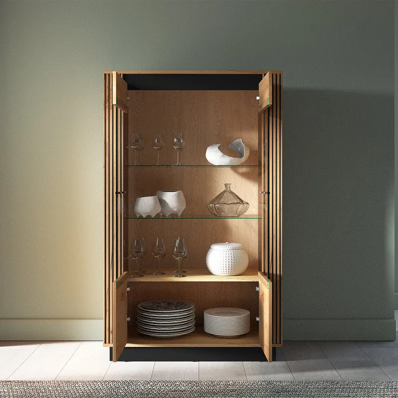 Vaisselier 2 portes Solal Bois et Noir
