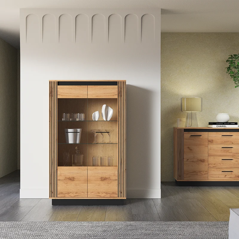 Vaisselier 2 portes Solal Bois et Noir