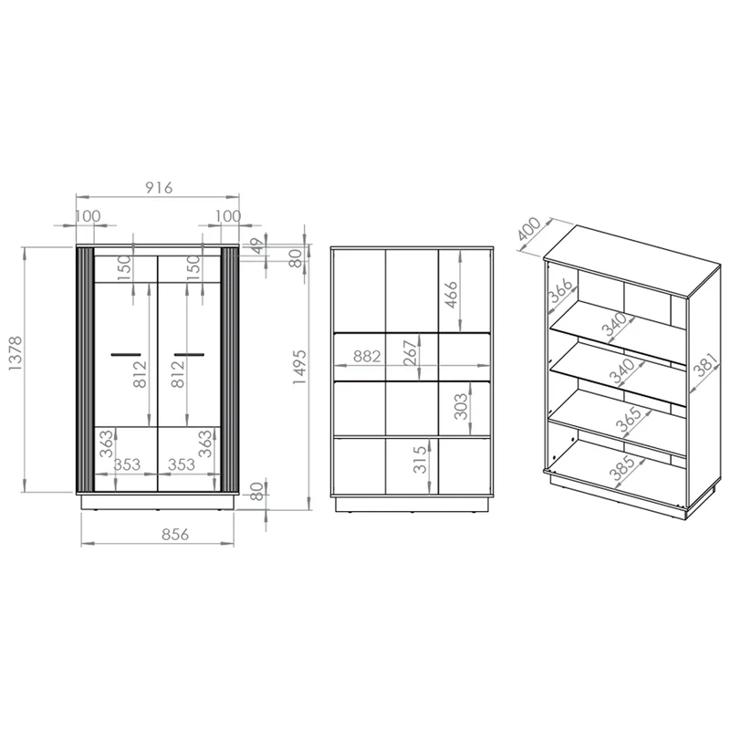 Vaisselier 2 portes Solal Bois et Noir