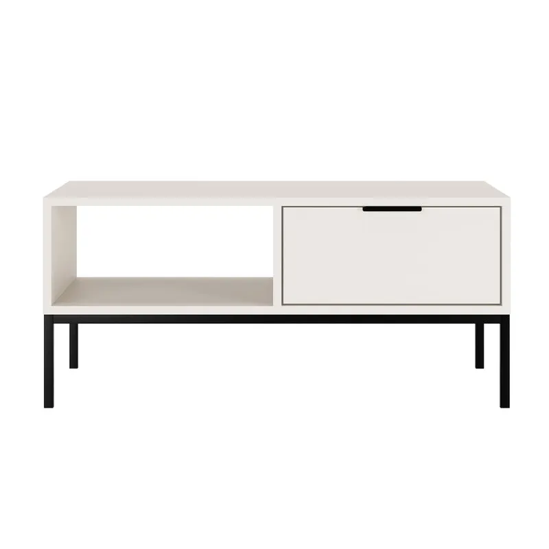 Table basse 100 cm Seattle Blanc Pieds noirs