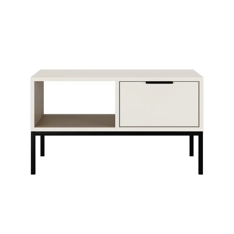 Table basse 80 cm Seattle Blanc Pieds noirs