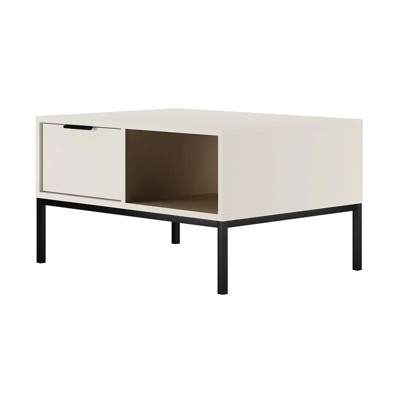 Table basse 80 cm Seattle Blanc Pieds noirs