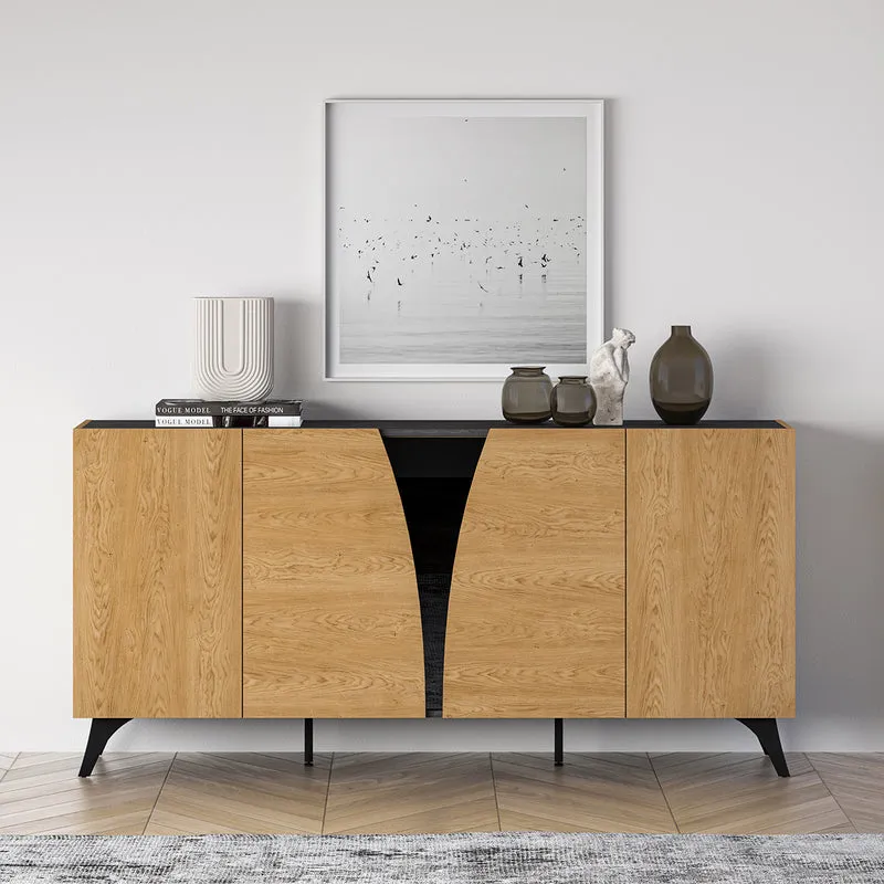 Buffet 5 portes Soah Bois et Noir