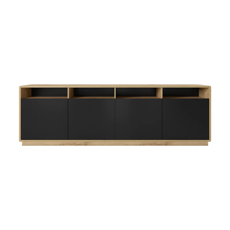 Buffet 4 portes Raven Noir et Bois