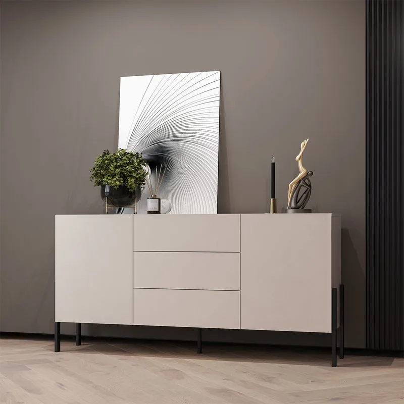 Buffet long 2 portes 3 tiroirs Bérénice Cachemire