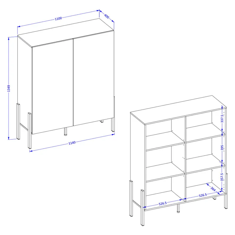 Buffet haut 2 portes Bérénice Cachemire