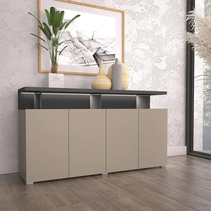 Buffet 4 portes Opio Taupe et Anthracite