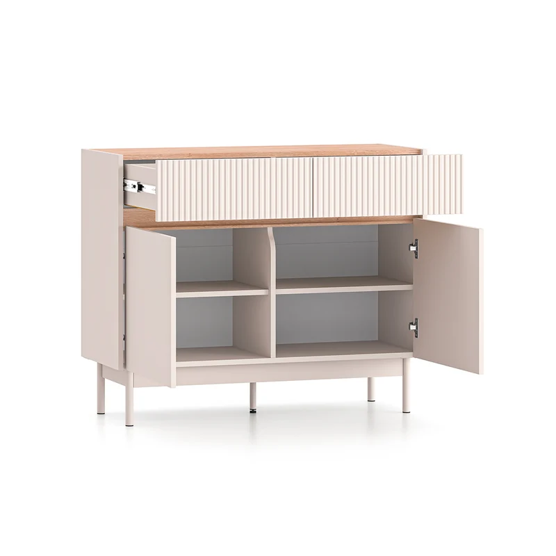 Buffet 2 portes 2 tiroirs Connie Cachemire et Bois