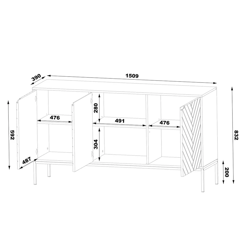 Buffet 3 portes Daria Blanc
