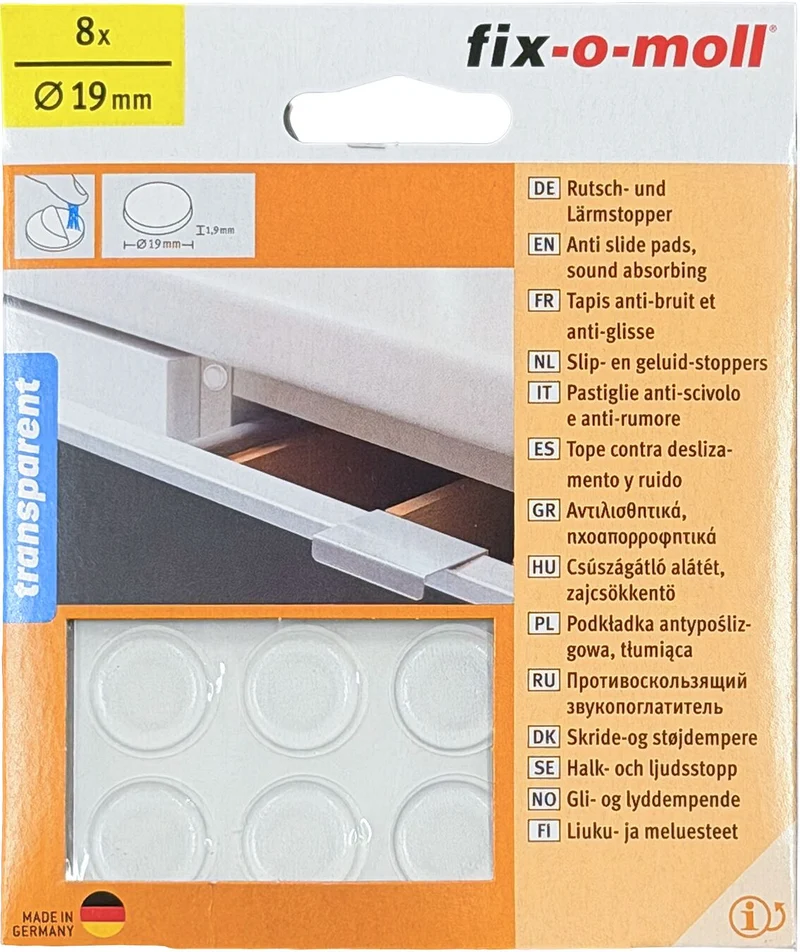 Fix-O-Moll Rutsch- und Lärmstopper 1.9 mm / Ø 19 mm 8 x Rutsch- und Lärmstopper