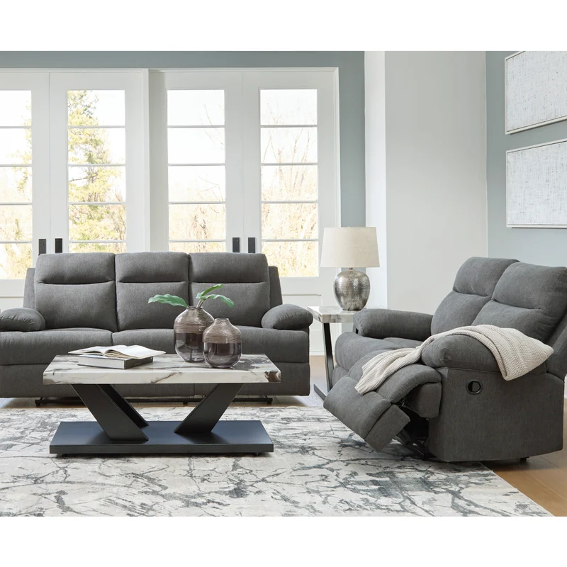 Causeuse inclinable en tissu chenille gris charcoal - Side-Swipe