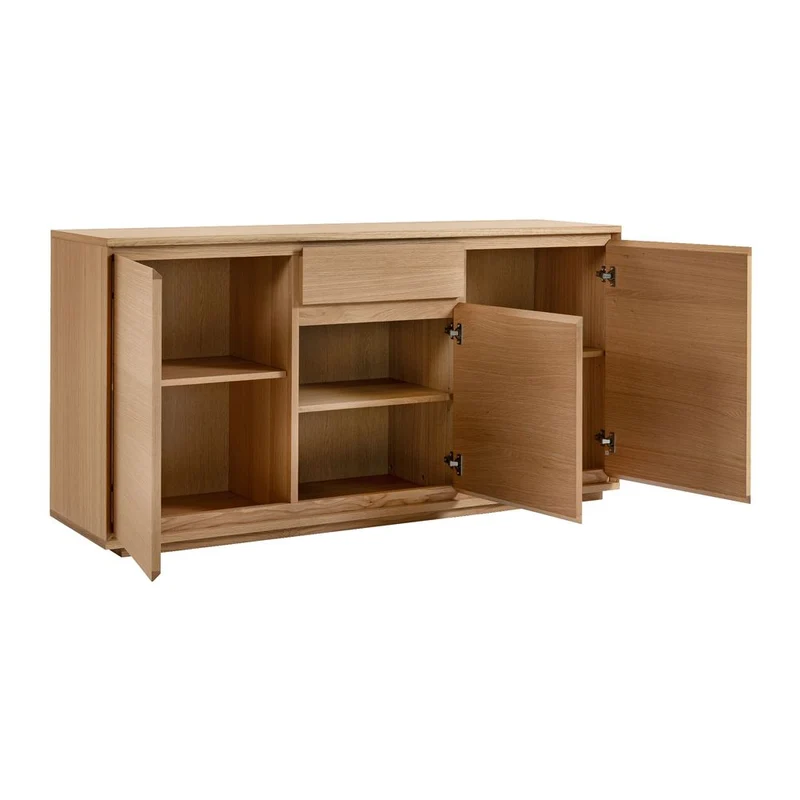 Meuble bas 3 portes placage chêne naturel