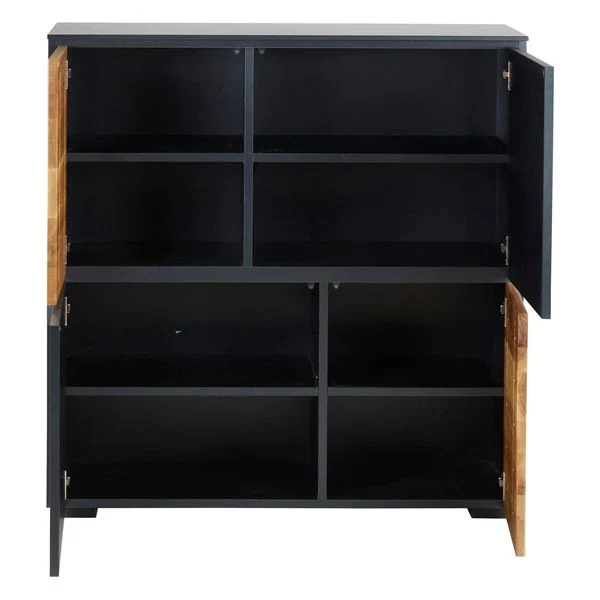 Meuble haut 4 portes chêne naturel et laqué anthracite