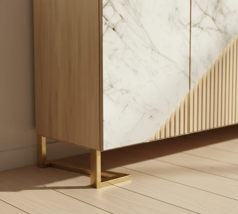 Buffet bas bois et marbre - Oblique Zagas