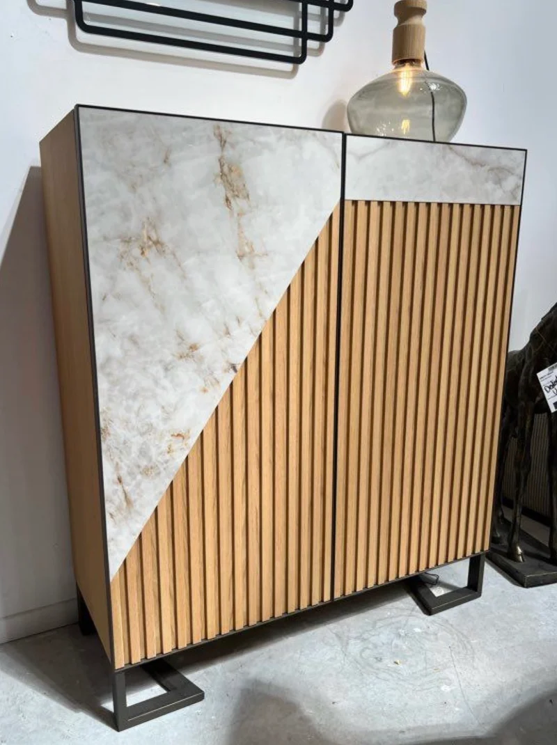 Buffet haut bois marbre EXPO MAGASIN - Oblique
