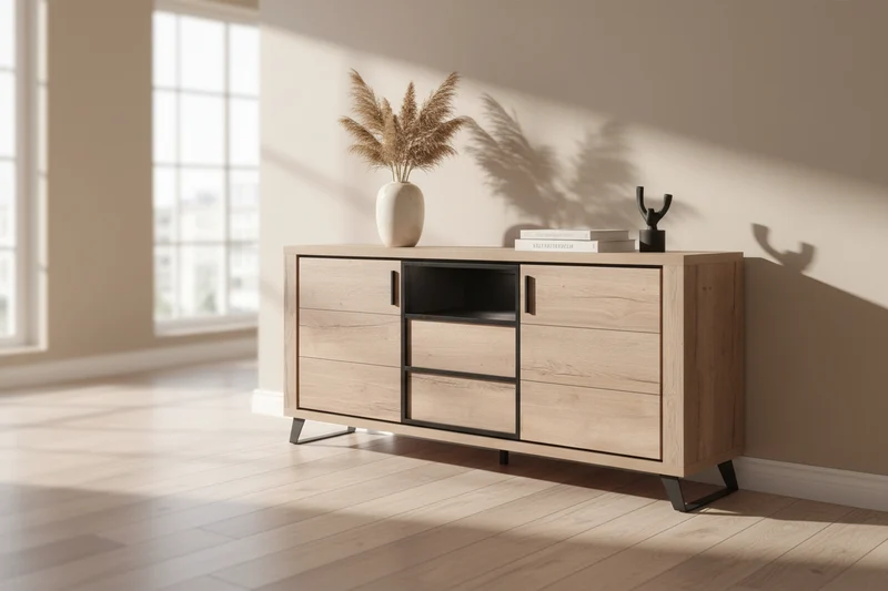 Enfilade finition bois pieds metal - Luxa
