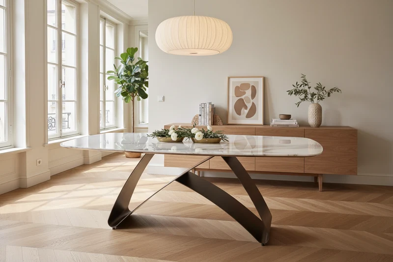 Table ovale extensible céramique marbre - Kiny