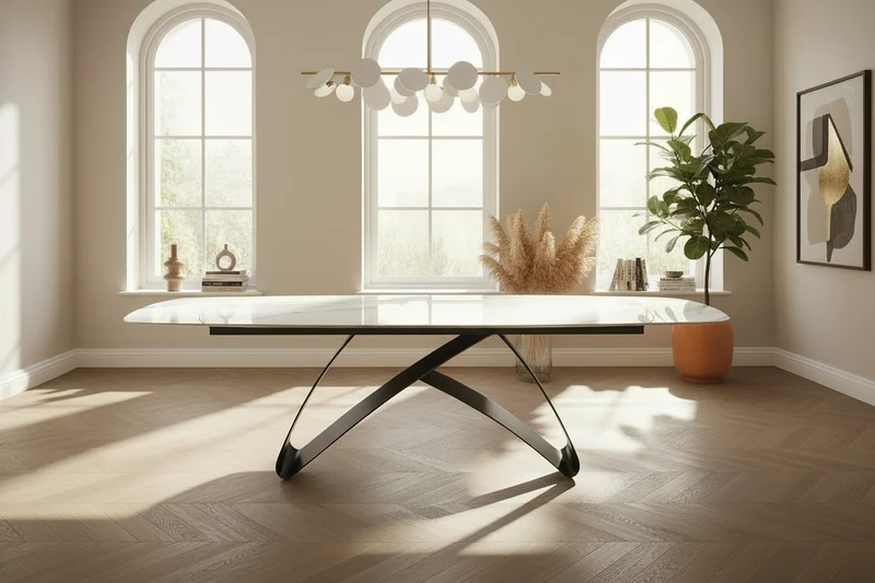Table ovale extensible céramique marbre - Kiny