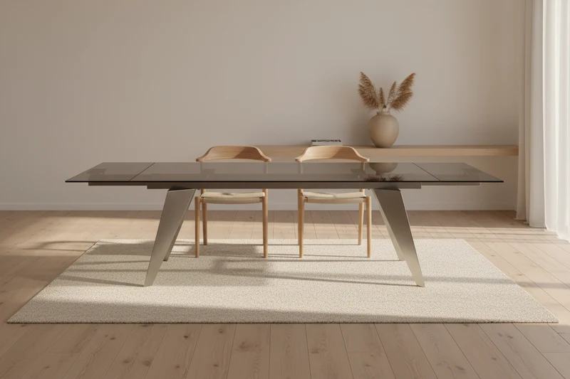 Table en verre extensible inox brossé - Andrea