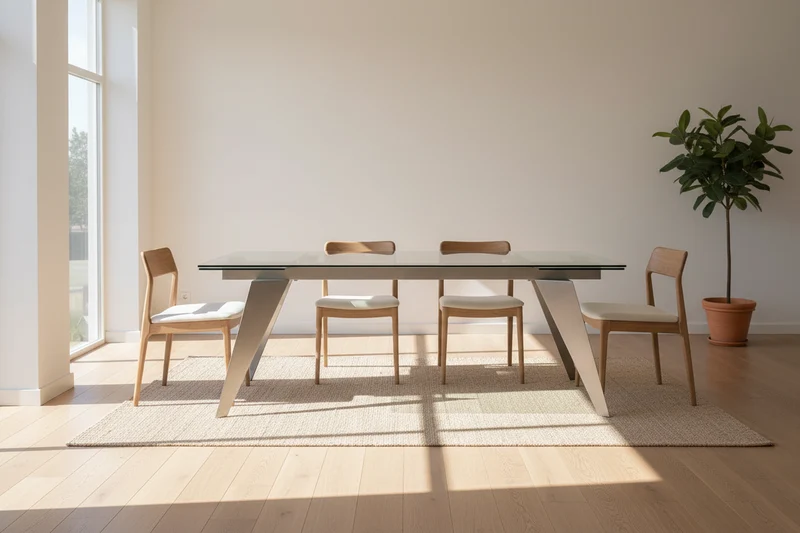 Table en verre extensible inox brossé - Andrea