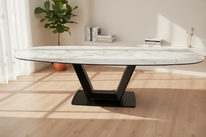 Table extensible céramique pieds métal - Natty