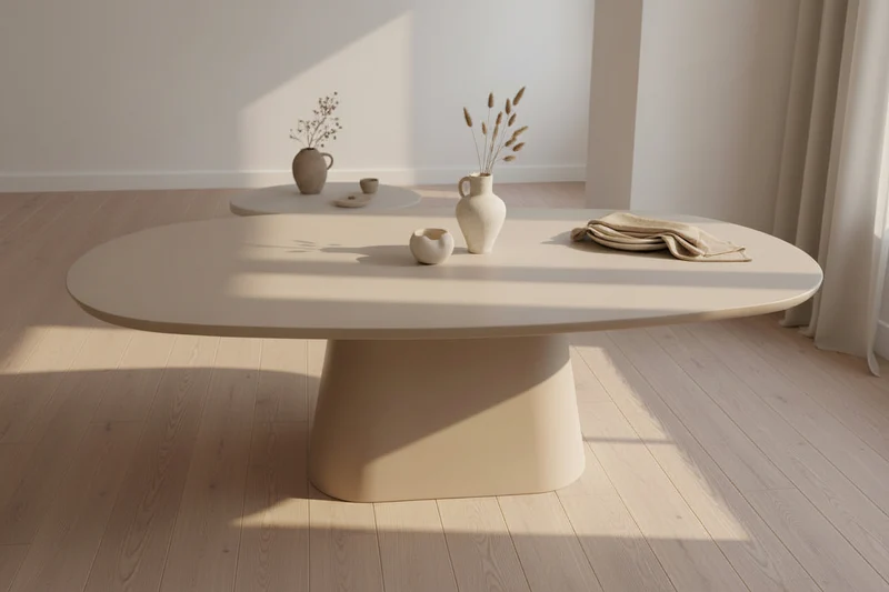 Table à manger ovale béton ciré beige - Tavy