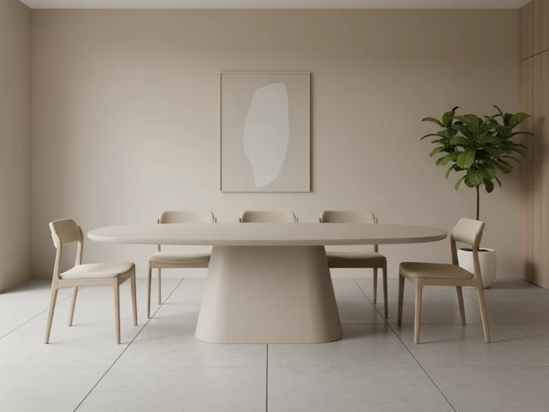 Table à manger ovale béton ciré beige - Tavy