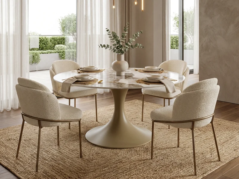 Table ronde pied central tulipe céramique - Calise