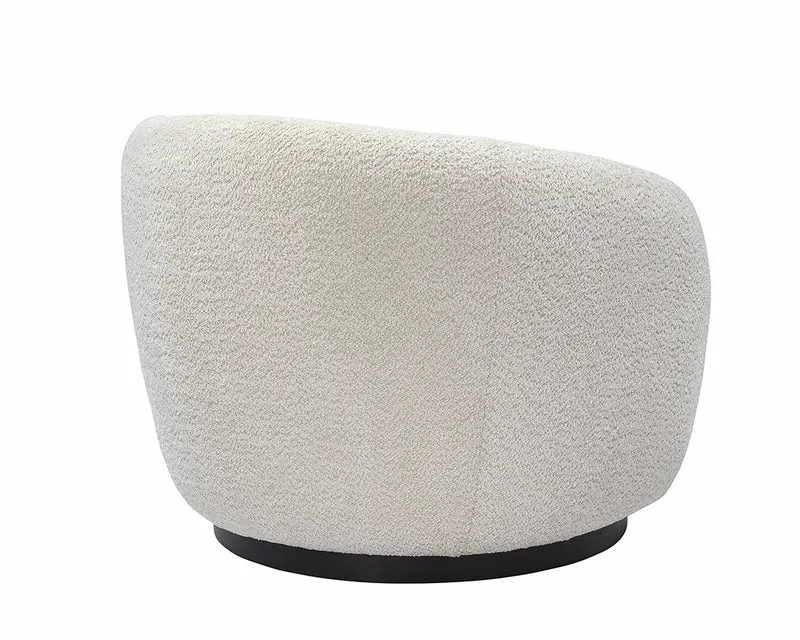 Fauteuil bouclette blanc arrondi - Assia