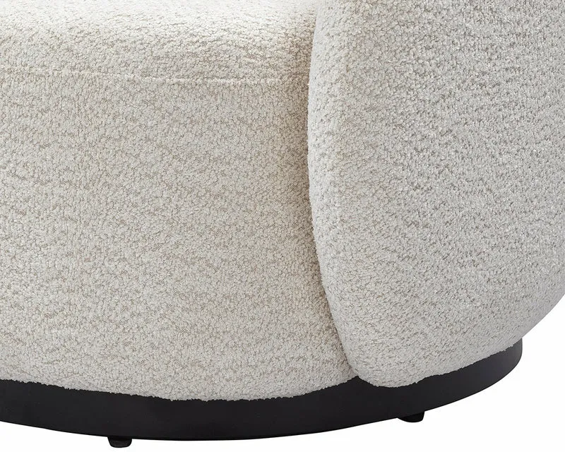 Fauteuil bouclette blanc arrondi - Assia