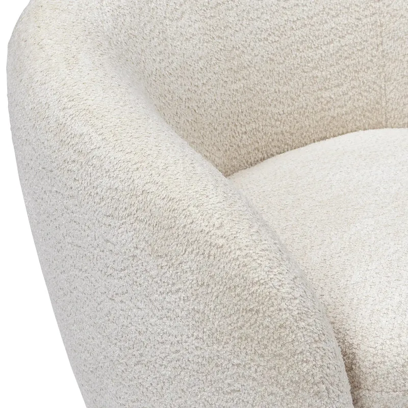 Fauteuil bouclette blanc arrondi - Assia