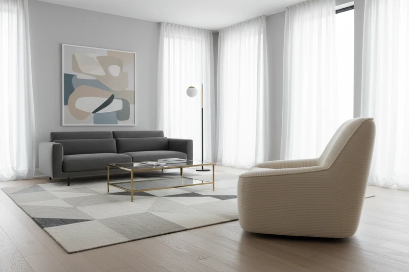 Fauteuil en velours côtelé beige pivotant - Marco