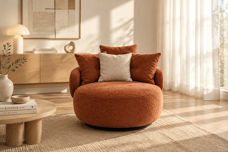 Fauteuil rond pivotant en tissu - Popy