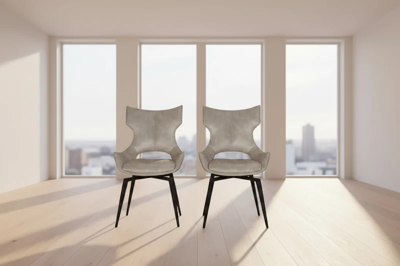 Lot de 2 chaises pivotante en velours - Camille
