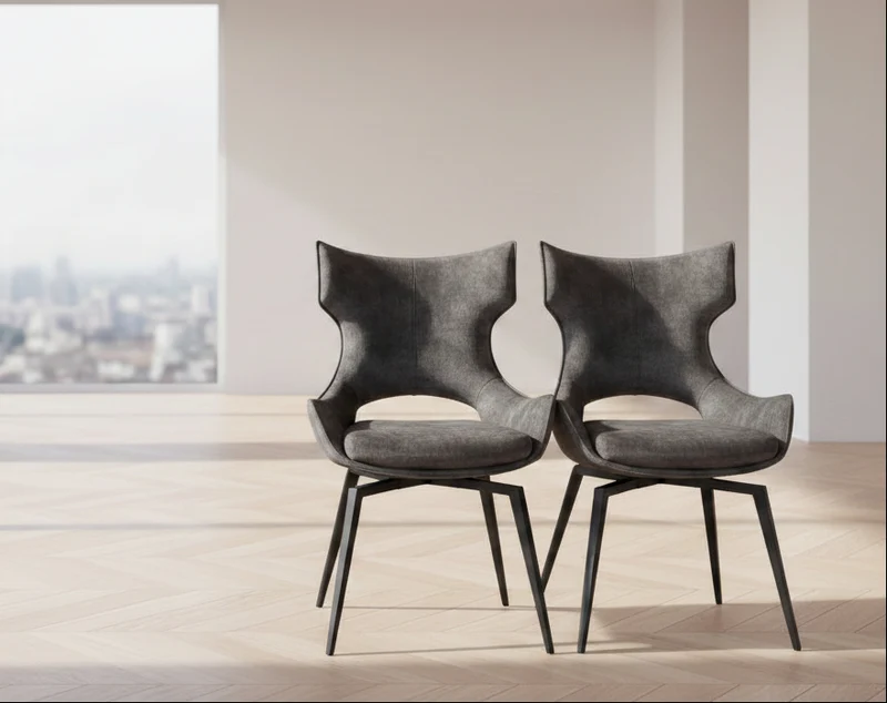 Lot de 2 chaises pivotante en velours - Camille