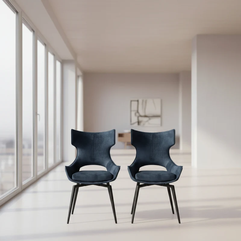 Lot de 2 chaises pivotante en velours - Camille