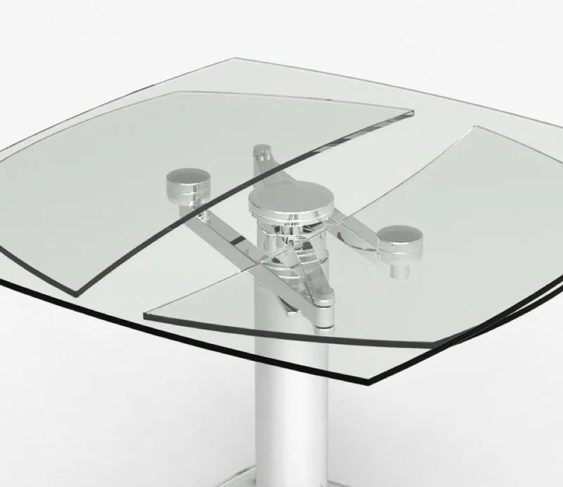 Table à manger extensible en verre pied central - Gia
