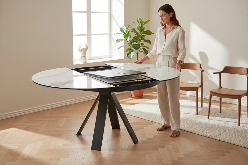 Table ronde céramique extensible Akante - Chanterelle