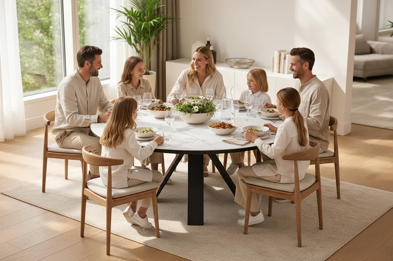 Table ronde céramique extensible Akante - Chanterelle