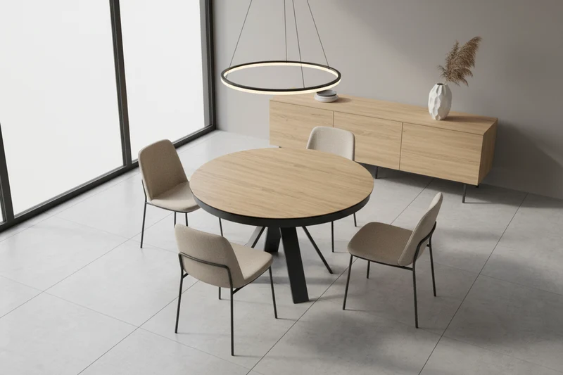 Table ronde céramique extensible Akante - Chanterelle