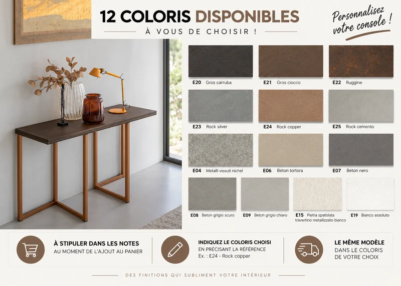 Console extensible pieds métal - Flap