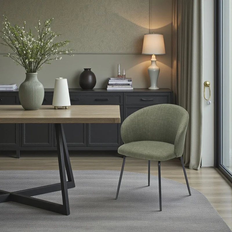 Chaise repas tissu kaki