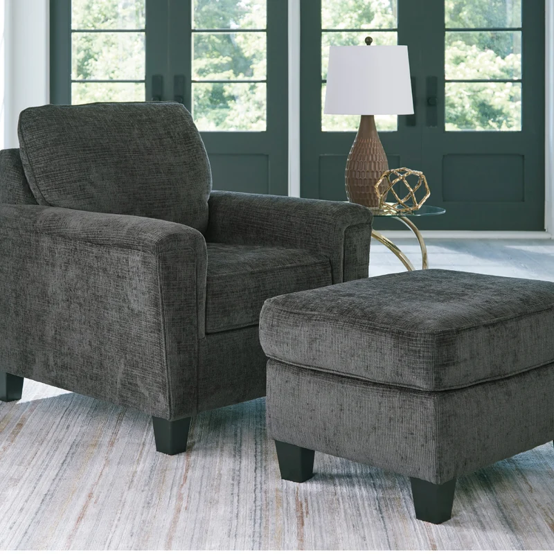 Ottoman en tissu noir - Erinslane