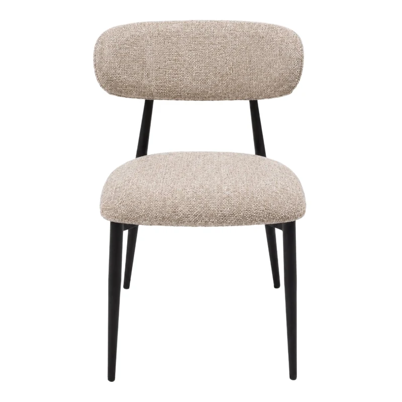 Chaise de salle à manger rembourrée en tissu et aspect cuir - Julie