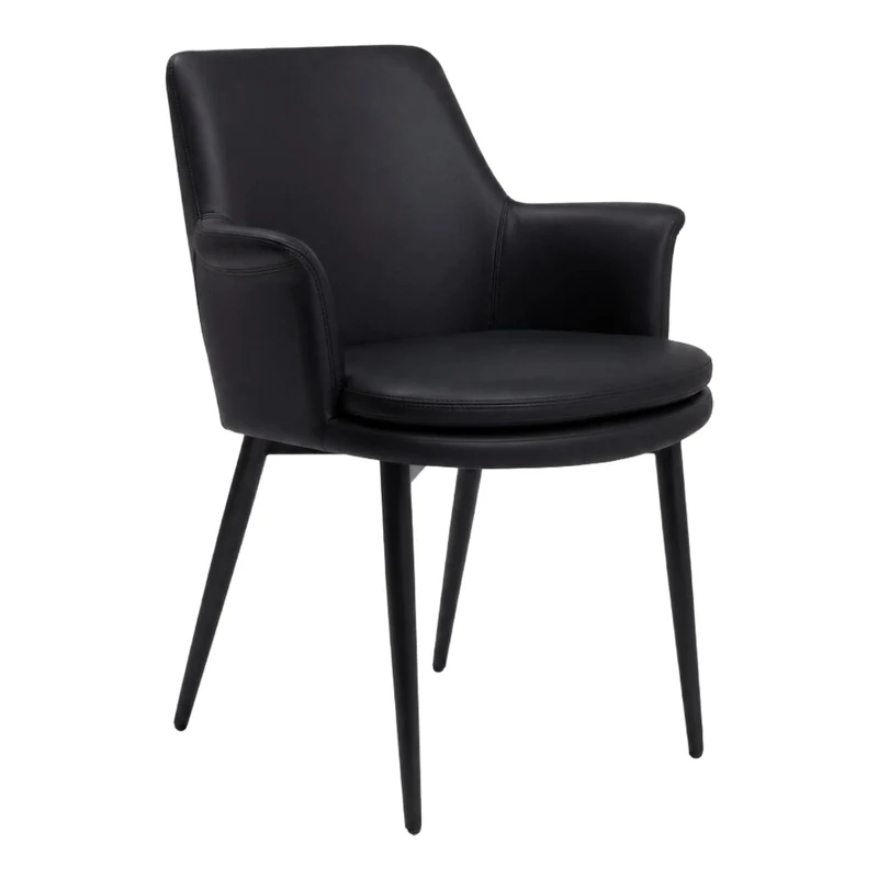 Chaise de salle à manger rembourrée en tissu et aspect cuir - Chloé