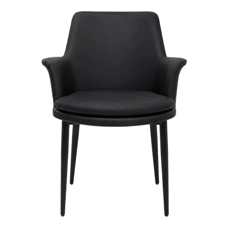 Chaise de salle à manger rembourrée en tissu et aspect cuir - Chloé